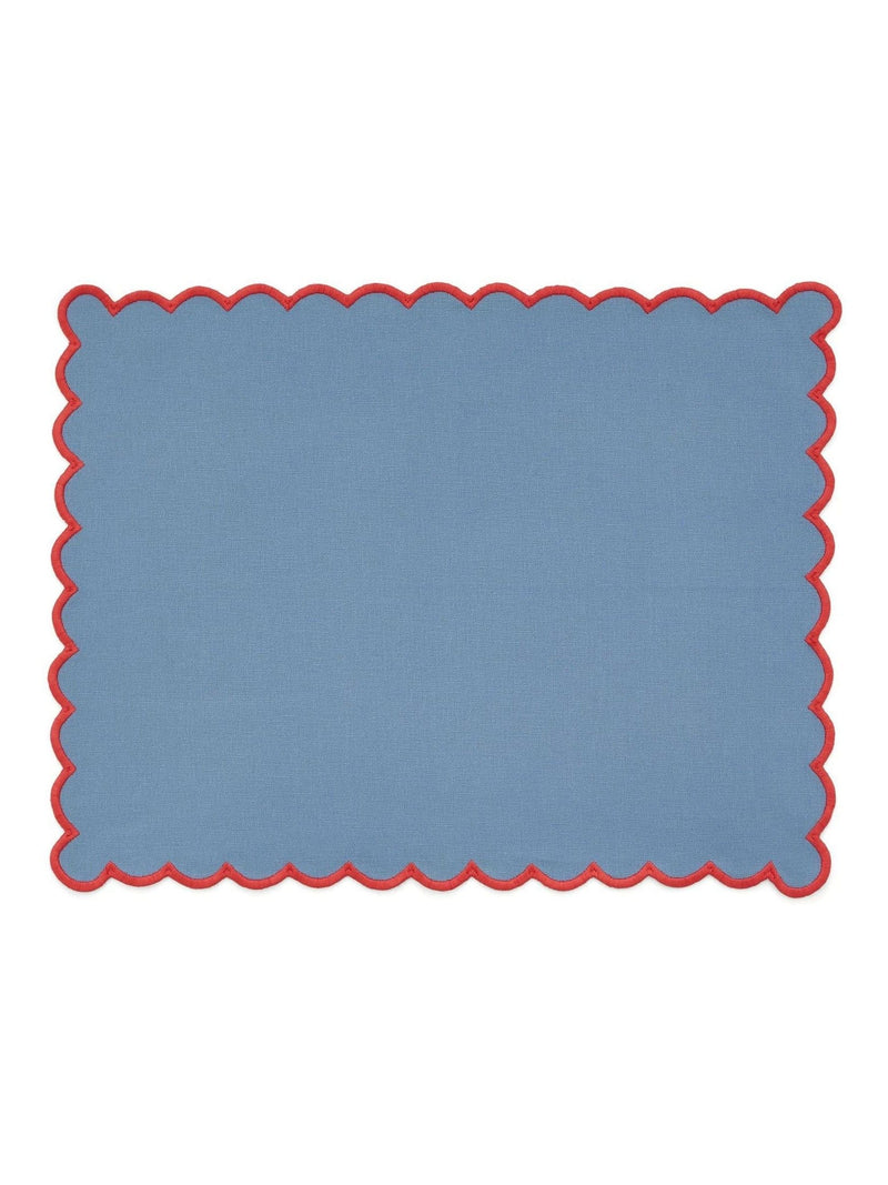 Land & Shore blue red scallop placemat pair, UK version