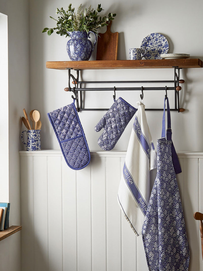 Burleigh blue Calico double oven gloves - British product
