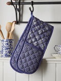 Burleigh blue Calico double oven gloves - British product