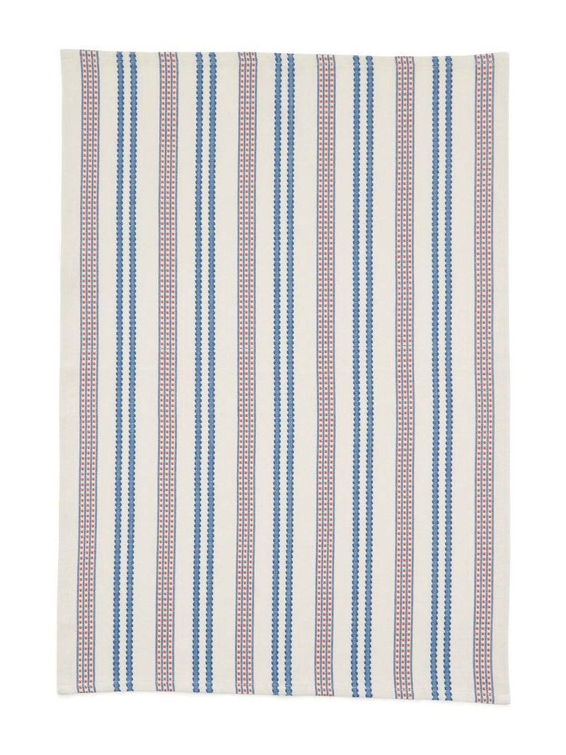 Land & Shore blue red ticking stripe tea towels 2 pack, UK version