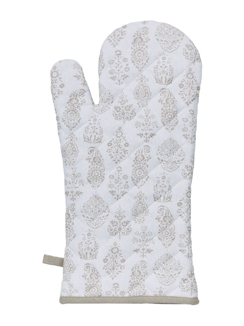 Murmur Natural Aria oven mitt with piped edging, imported from the UK