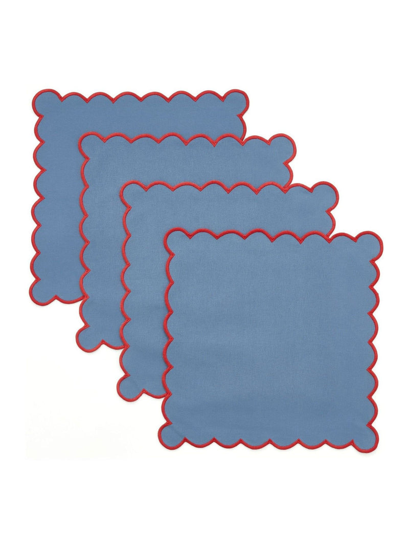Land & Shore blue red scallop napkin 4 pack, UK version