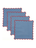 Land & Shore blue red scallop napkin 4 pack, UK version