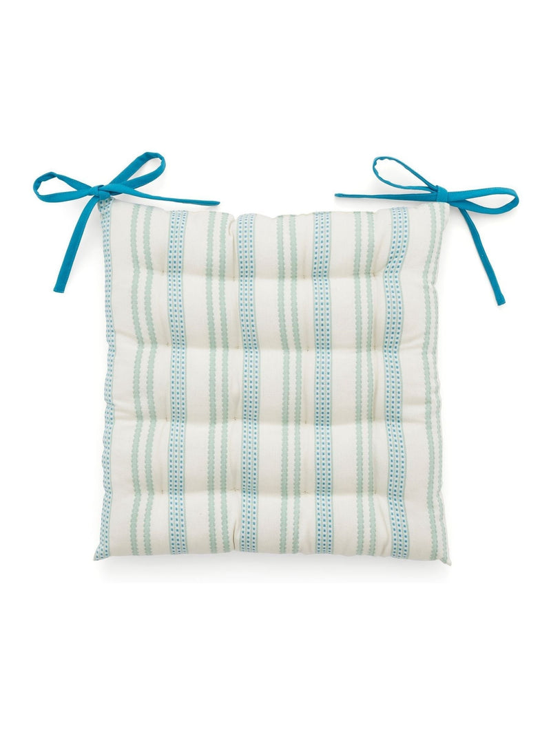 Land & Shore green ticking stripe seat pad, imported from the UK