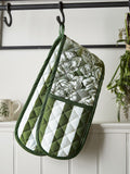 Burleigh Bedeck green hibiscus double oven gloves 90x18cm - British product