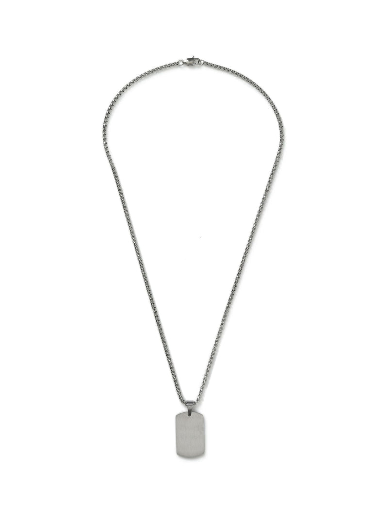 Silver tone stainless steel dog tag necklace (British brand)