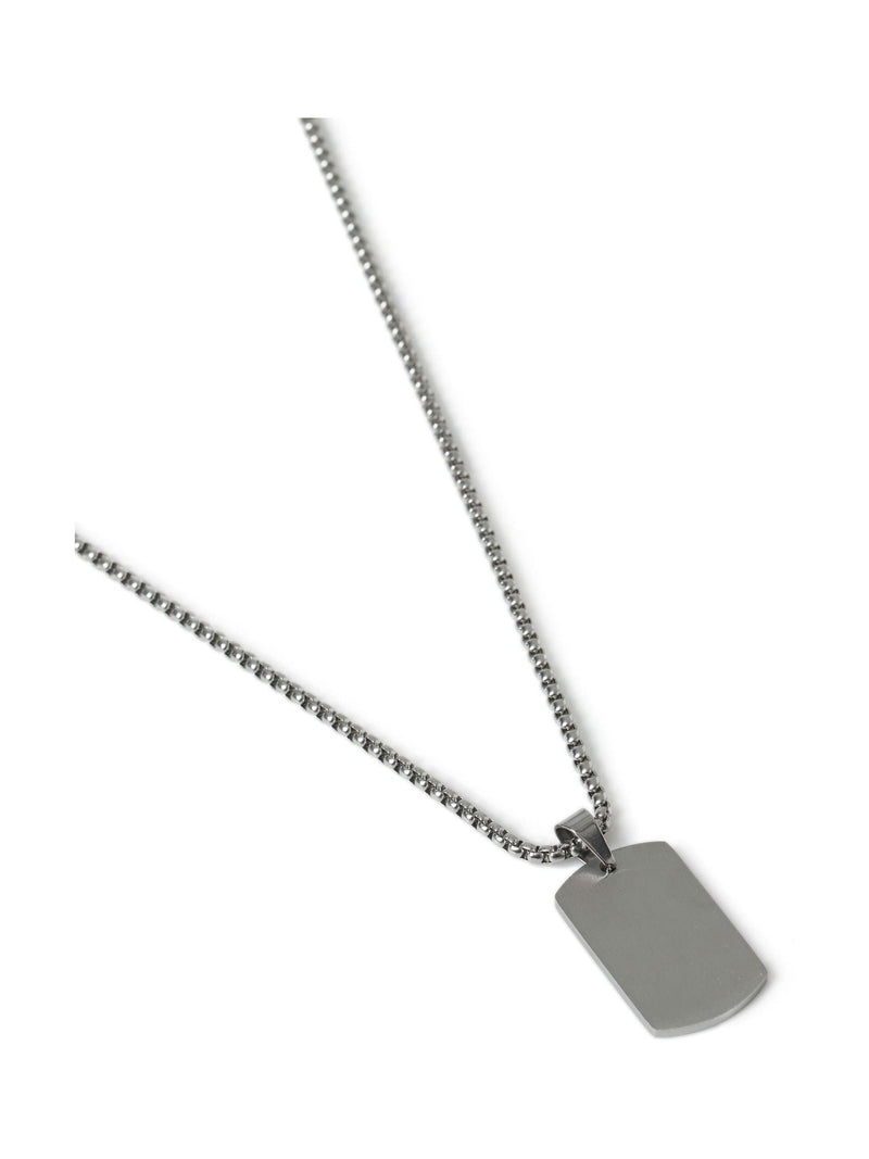 Silver tone stainless steel dog tag necklace (British brand)