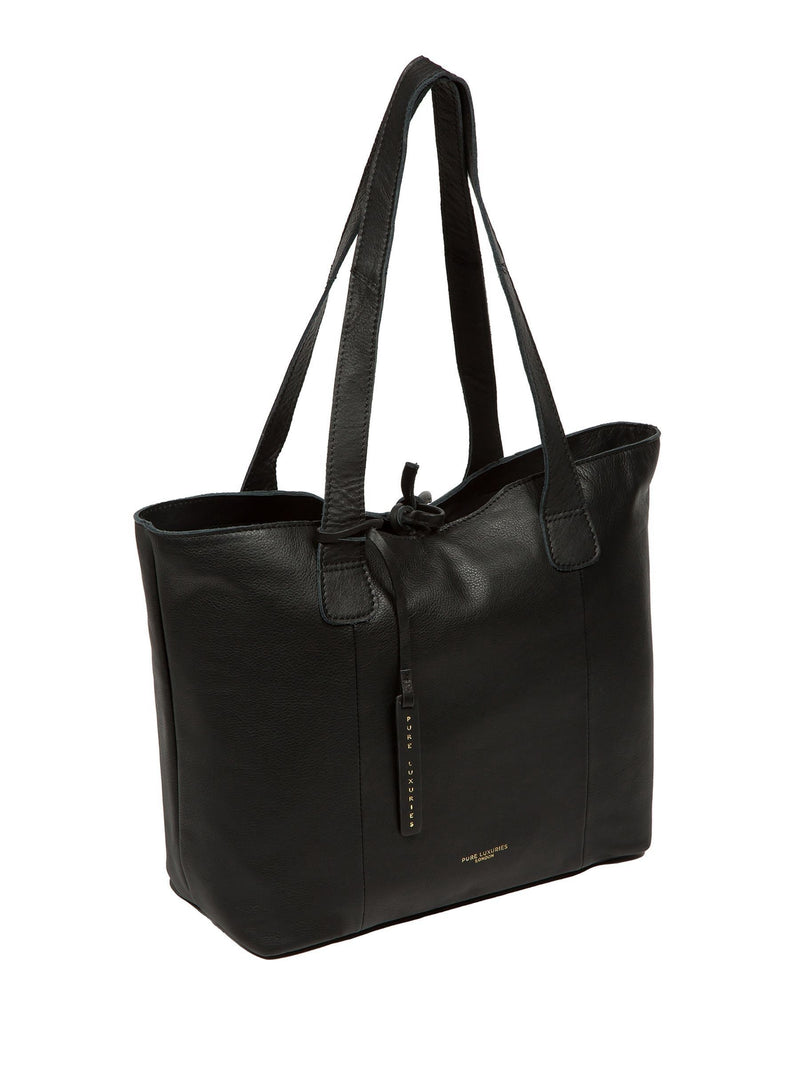 Pure Luxuries London black leather Windsor tote bag (British brand)