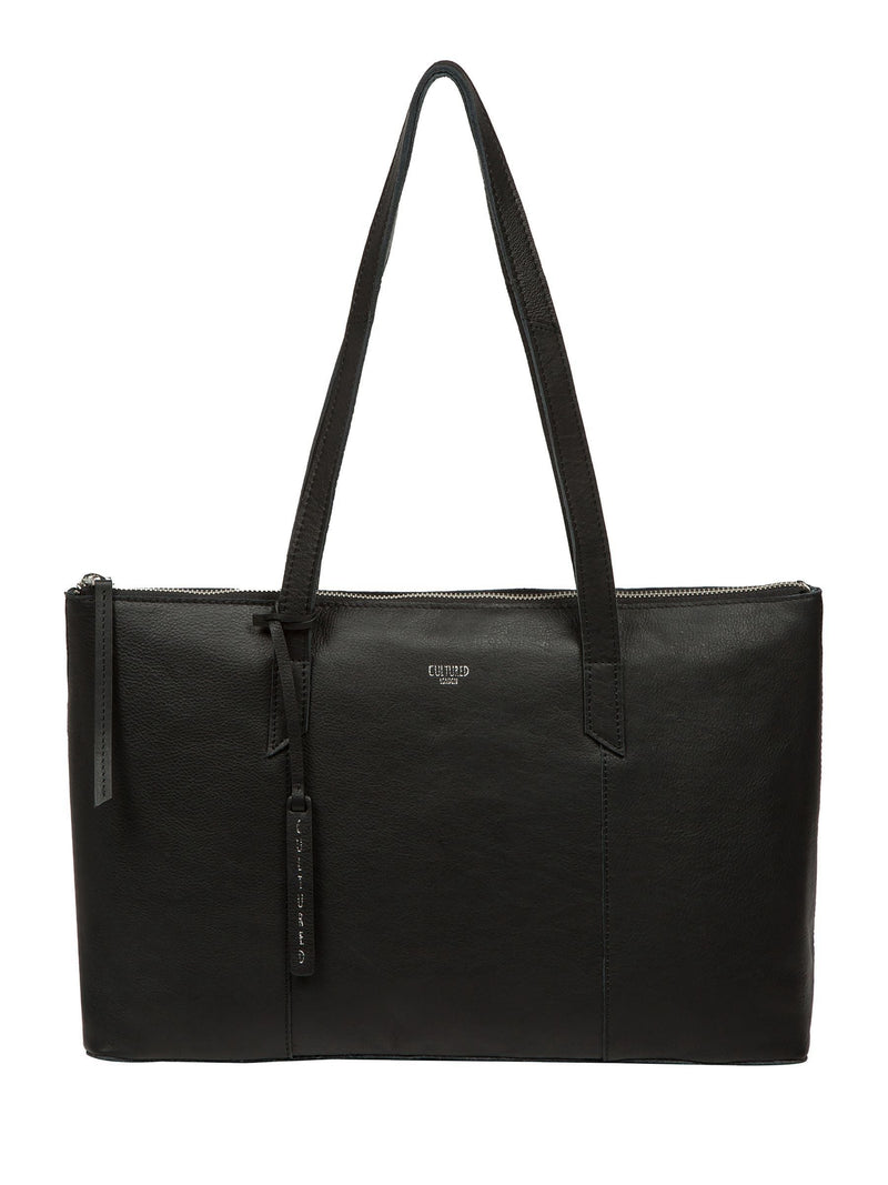 Cultured London Marlowe leather tote bag with silver fittings - British product