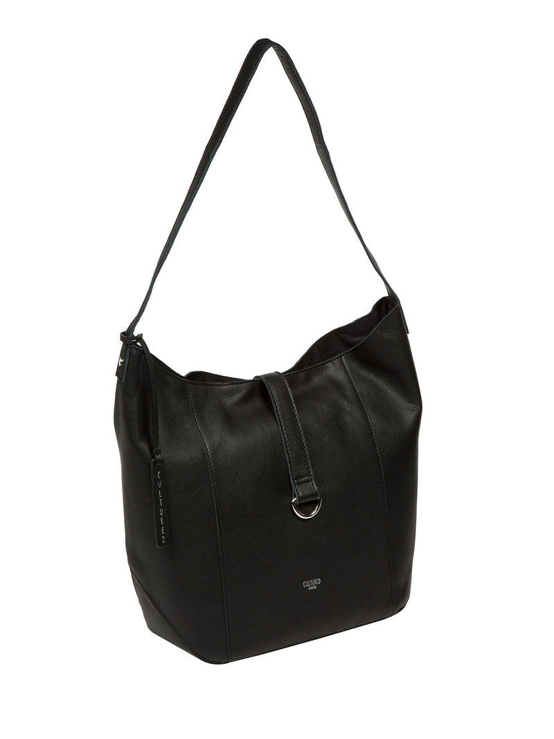 Cultured London Black Leilani Shoulder Bag 29x38x11cm, imported from the UK