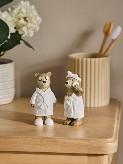 Next Bertie Bear Natural Spa Ornaments Bathroom Decor Set of 2- Buy online at McGrocer