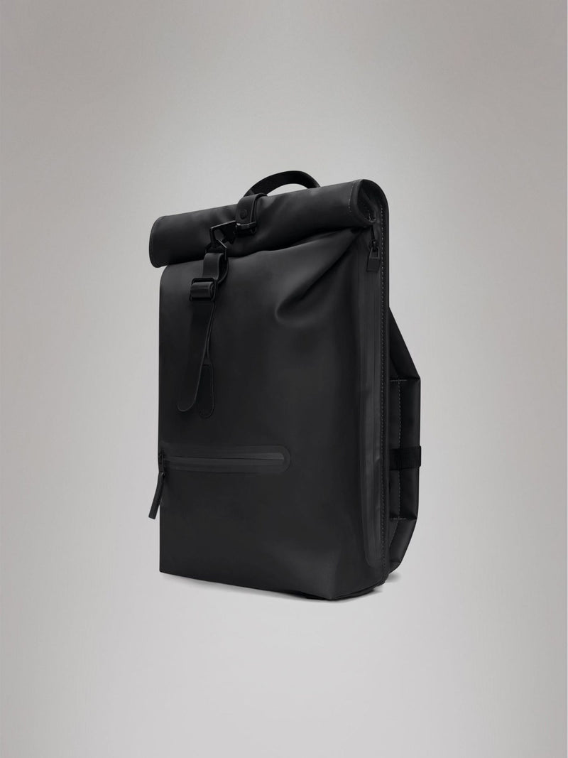 Rains Black Rolltop Waterproof Rucksack backpack, UK version