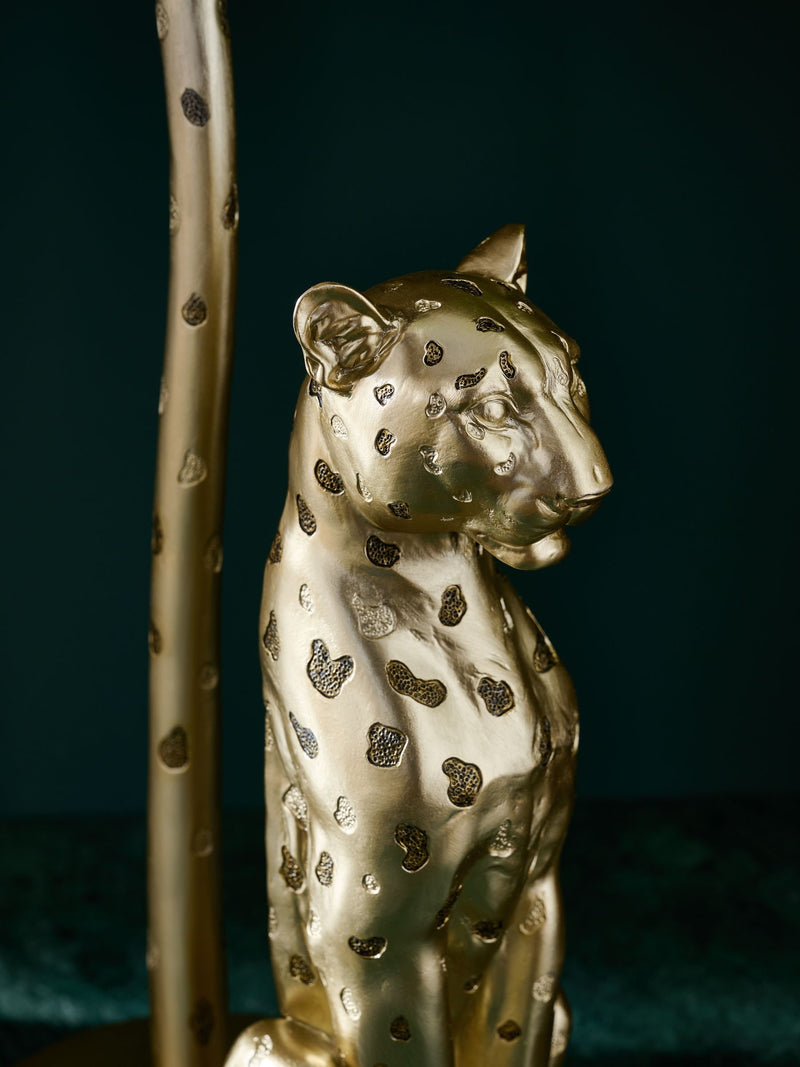 Gold cheetah toilet roll holder with 4-roll capacity, UK version