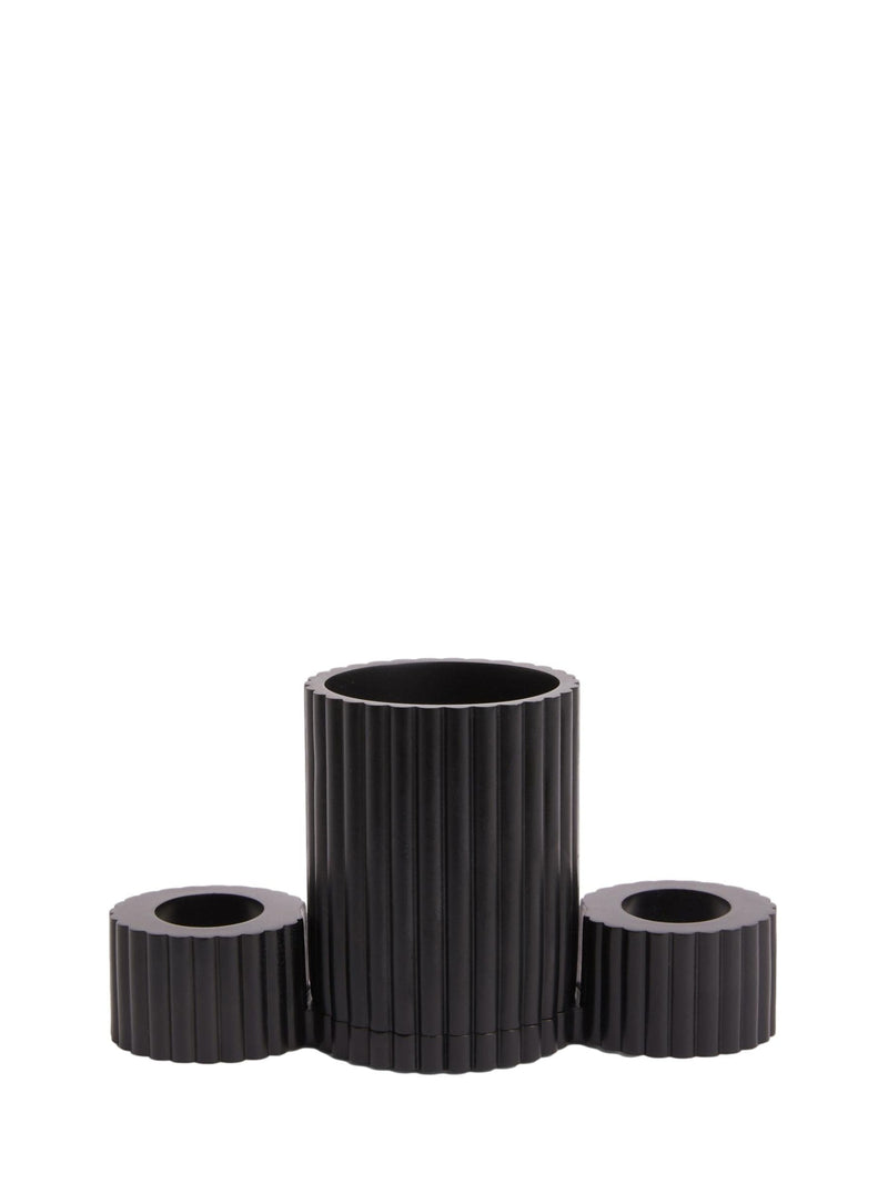 Black resin ribbed electric toothbrush holder - British product