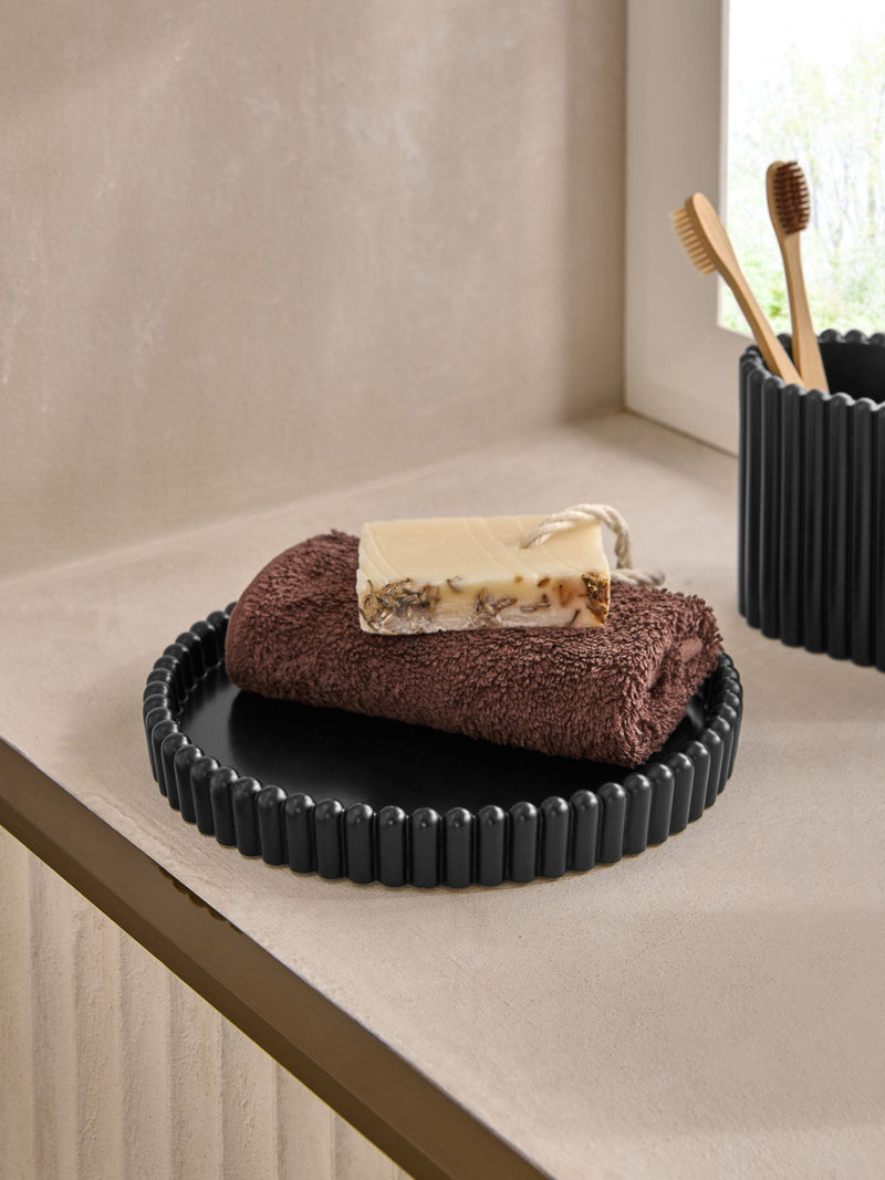 Black Rib Round Tray