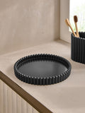 Black rib round storage tray 21cm - British product