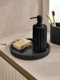 Black rib round storage tray 21cm - British product