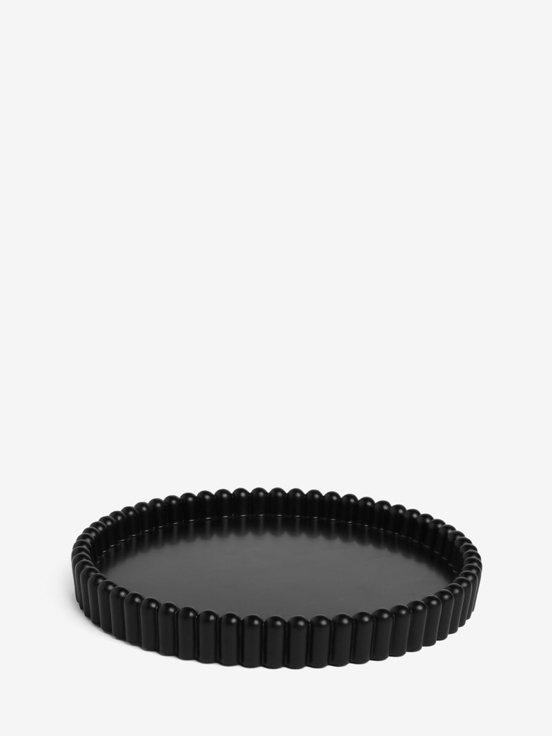 Black rib round storage tray 21cm - British product