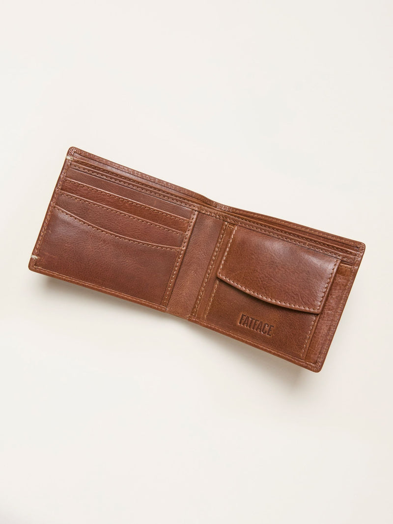 FatFace tan brown leather wallet with card slots, imported from the UK