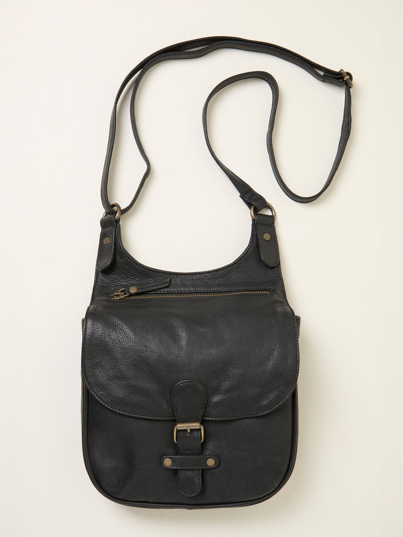 FatFace Anna Black Oiled crossbody bag, 43cm height (British brand)