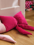 Pink/Green Christmas Velvet Bows Draught Excluder 88cm, imported from the UK