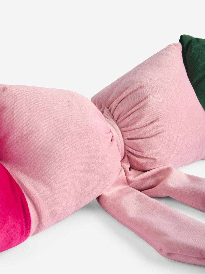 Pink/Green Christmas Velvet Bows Draught Excluder 88cm, imported from the UK