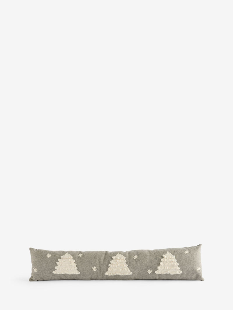 Grey Embroidered Christmas Tree Draught Excluder, UK version