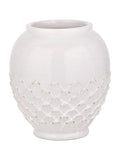 Pacific Lifestyle white leaf detail stoneware vase, imported from the UK