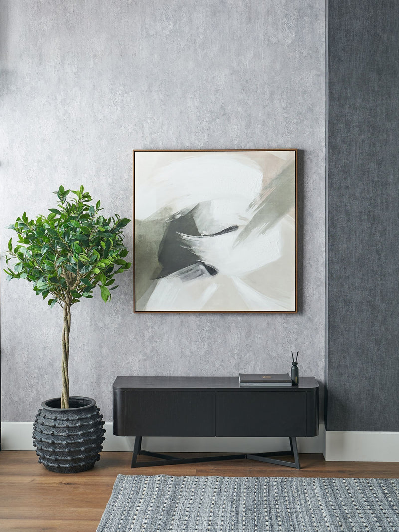 Pacific Lifestyle White Square Canvas Wall Art with Oak Effect Frame