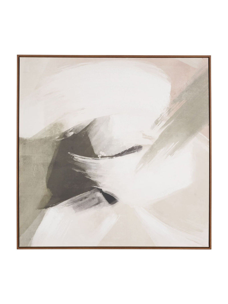 Pacific Lifestyle White Square Canvas Wall Art with Oak Effect Frame