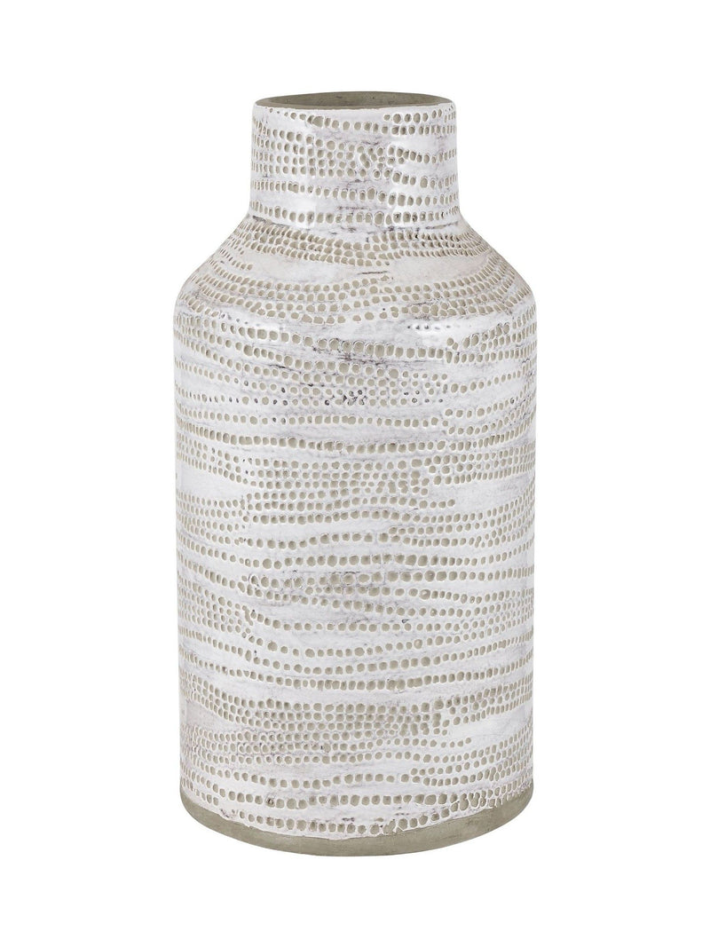 Pacific Lifestyle white stoneware dot design vase 30cm, imported from the UK