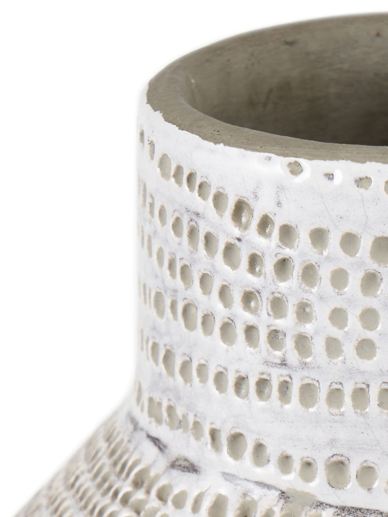 Pacific Lifestyle white stoneware dot design vase 30cm, imported from the UK
