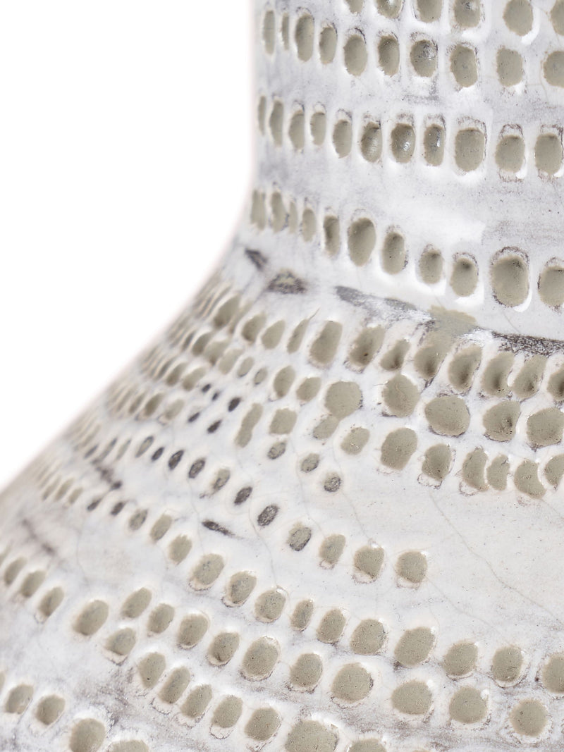 Pacific Lifestyle white stoneware dot design vase 30cm, imported from the UK