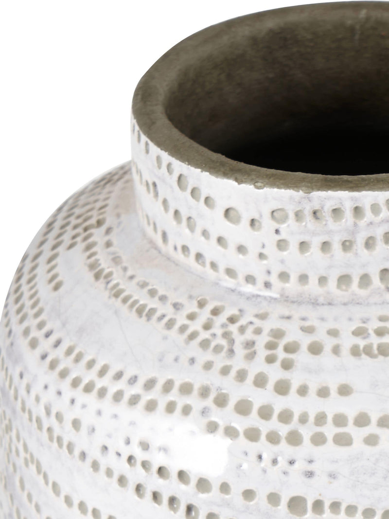 Pacific Lifestyle white stoneware dot design vase 20cm, imported from the UK