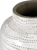 Pacific Lifestyle white stoneware dot design vase 20cm, imported from the UK