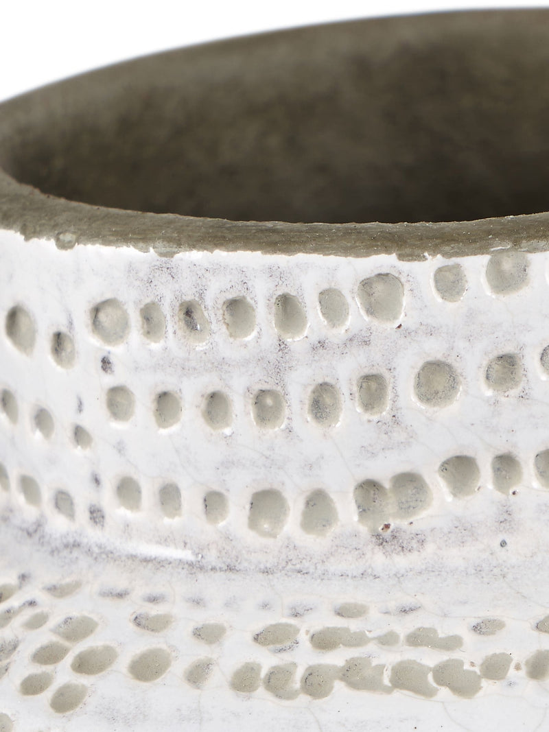 Pacific Lifestyle white stoneware dot design vase 20cm, imported from the UK