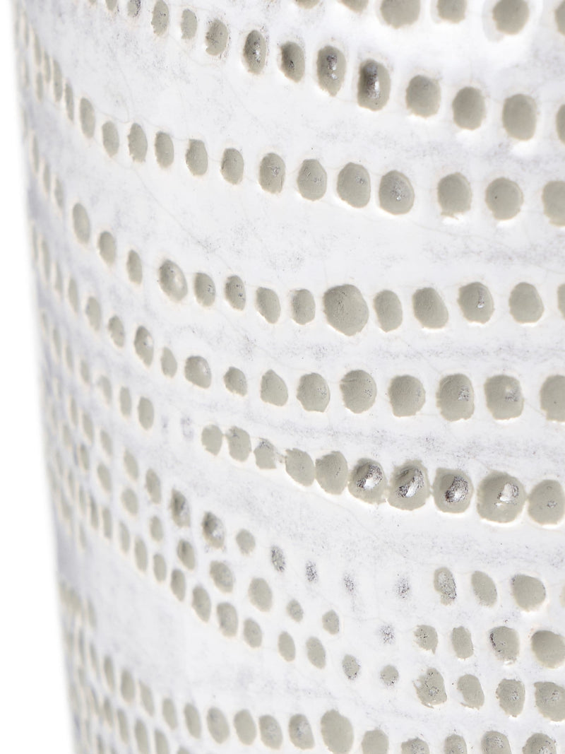 Pacific Lifestyle white stoneware dot design vase 20cm, imported from the UK