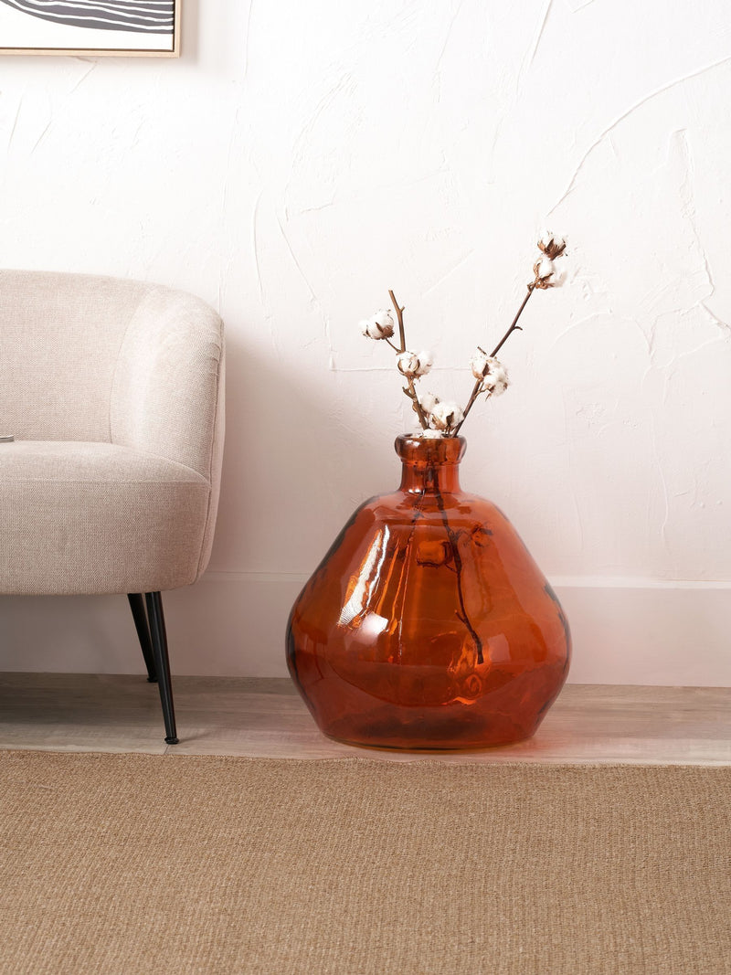 Pacific Lifestyle orange irregular shaped glass vase 50cm, imported from the UK
