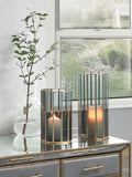 Pacific Lifestyle brass glass panelled hurricane lantern, imported from the UK