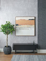Next Pacific Lifestyle Terracotta Abstract Square Canvas Art with Oak Effect Frame 100x100cm- Buy online at McGrocer