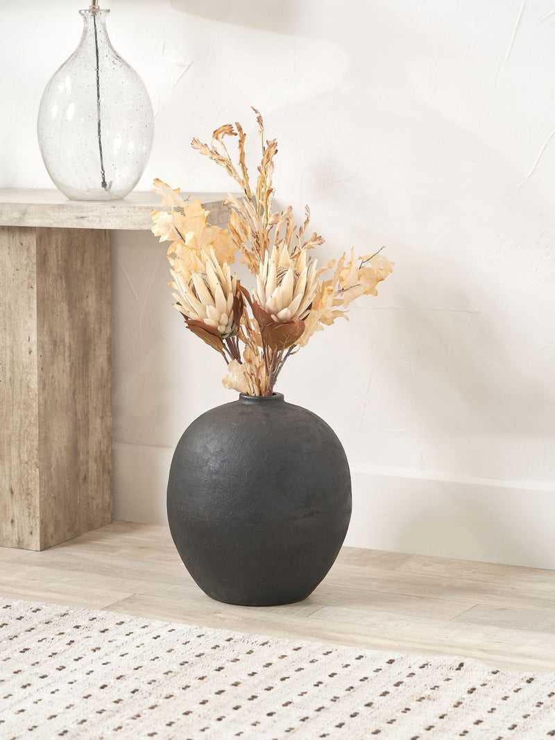 Pacific Lifestyle black fibrestone decorative vase 41cm, imported from the UK