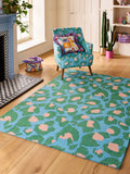Eleanor Bowmer blue leopard print wool rug - British product