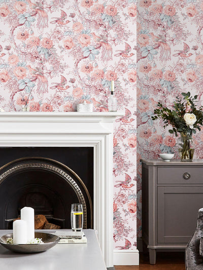 Next Laura Ashley Blush Birtle Blush A4 Wallpaper Sample- Buy online at McGrocer