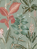 Sage Rainforest Leaves wallpaper sample A4, UK version