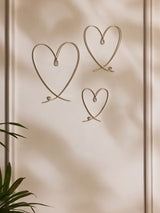 Next Set of 3 Silver Metal Wire Heart Wall Art for Room Decor- Buy online at McGrocer