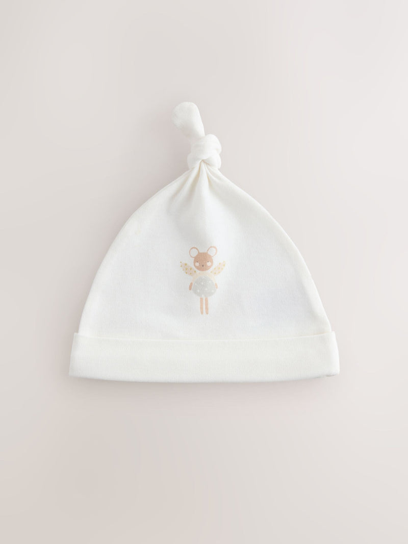 Ecru Fairy Mouse baby beanies 3 pack 0-12mths, UK version
