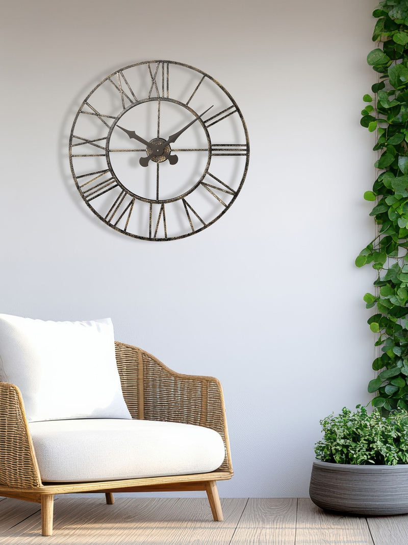 Brookpace Lascelles black vintage outdoor wall clock 70cm - British product