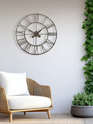 Brookpace Lascelles svart vintage utendørs veggklokke 70 cm
