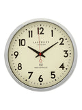 Brookpace Lascelles chrome radio controlled clock 36cm, imported from the UK
