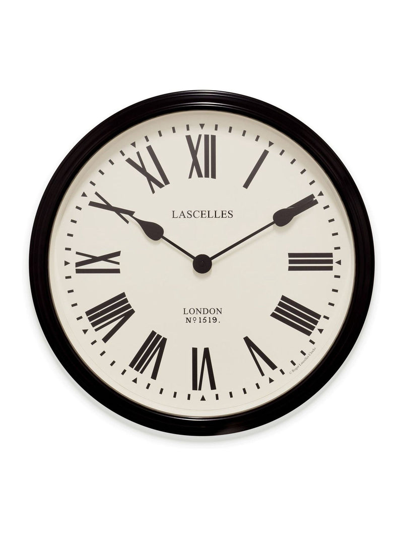 Brookpace Lascelles Black wall clock with Roman numerals 50cm diameter - British product